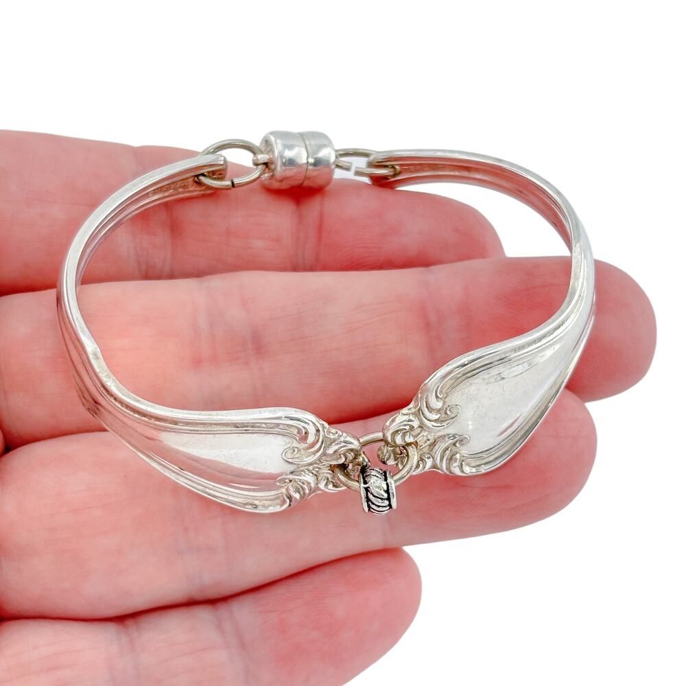Vintage Sterling Silver Spoon Handle Bangle Bracelet 6.75"